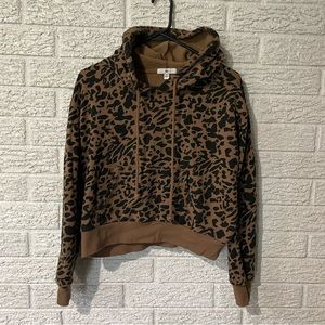 BP Cropped Leopard Print Hoodie M